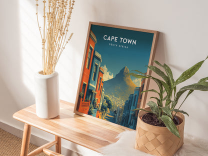 Cape Town, South Africa Poster | Table Mountain & Coastal Beach Decor Wall Art — styled in a modern interior