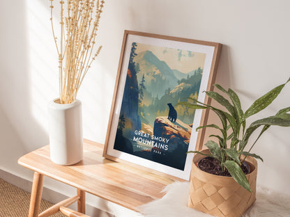 Great Smoky Mountains Minimalist Poster | Tennessee National Park Wall Art