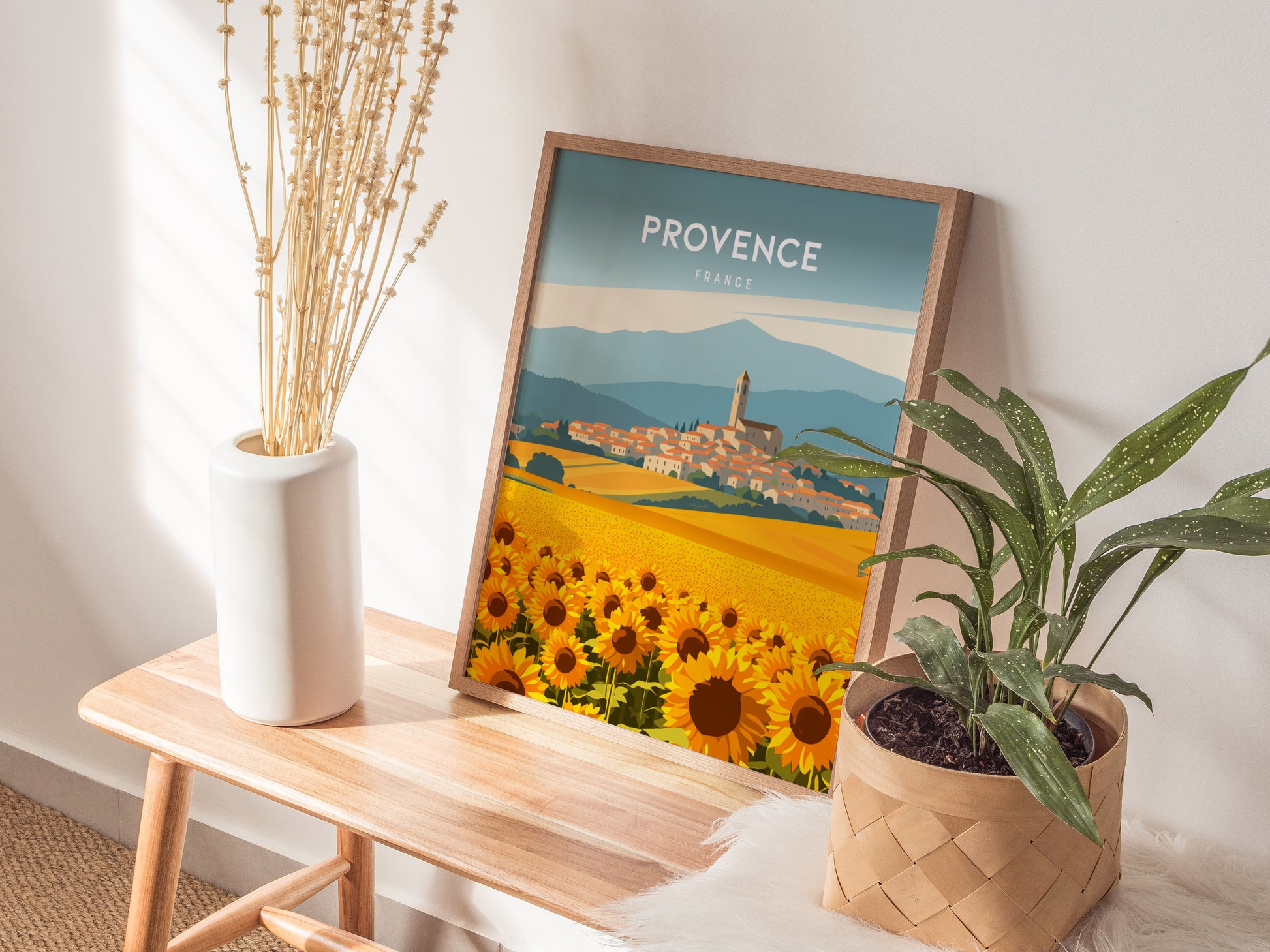 Provence, France Poster | Lavender Fields & Village Charm Wall Art — styled in a modern interior