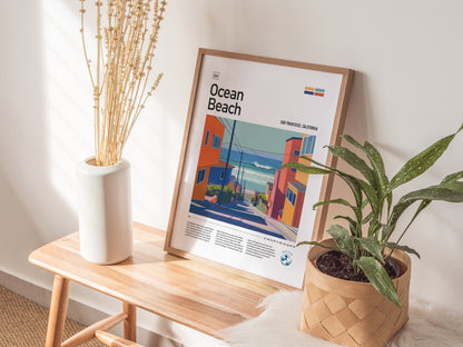 Ocean Beach San Francisco Surf Poster | California Surfer Wall Art Print