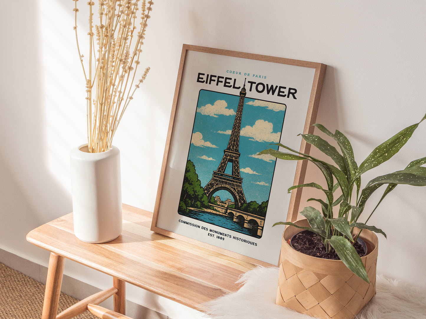 Eiffel Tower Block Print | Vintage Paris France Wall Art | Framed or Unframed