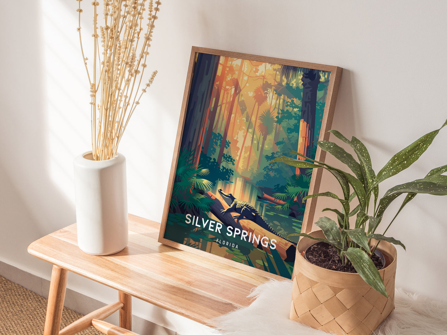 Silver Springs, Florida Poster | Crystal Waters & Glass-Bottom Boat Wall Art — styled in a modern interior