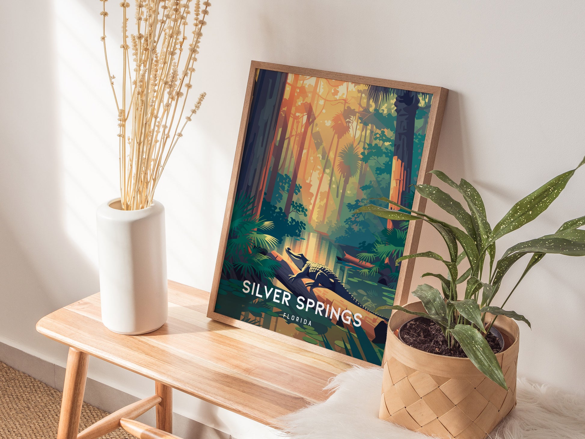 Silver Springs, Florida Poster | Crystal Waters & Glass-Bottom Boat Wall Art — styled in a modern interior