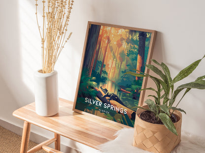 Silver Springs, Florida Poster | Crystal Waters & Glass-Bottom Boat Wall Art — styled in a modern interior