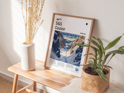 S&S Couloir, Jackson Hole Poster | Steep Chute Alpine Print Wall Art — styled in a modern interior