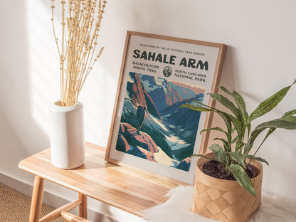 Sahale Arm, North Cascades National Park Poster | Hiker Gift | Backcountry Trail Wall Art — styled in a modern interior