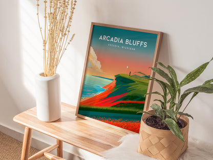 Arcadia Bluffs, Arcadia, Michigan Poster | Links Poster Golfer Gift Wall Art — styled in a modern interior