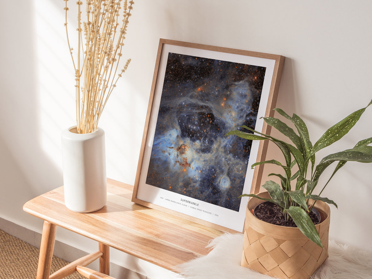 Superbubble Poster | N44 · Large Magellanic Cloud | NASA N44 Large Magellanic Cloud Astronomy Print — styled in a modern inte