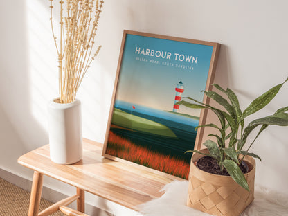 Harbour Town Golf Links, Hilton Head, South Carolina Poster | Iconic Lighthouse & Fairway Wall Art — styled in a modern inter