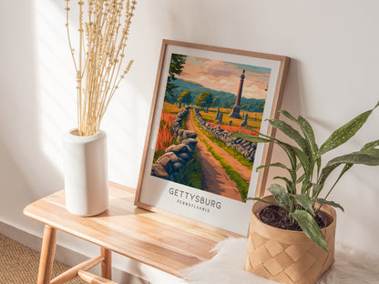 Gettysburg Matte Border Poster | Pennsylvania Destination Print Travel Wall Art — styled in a modern interior