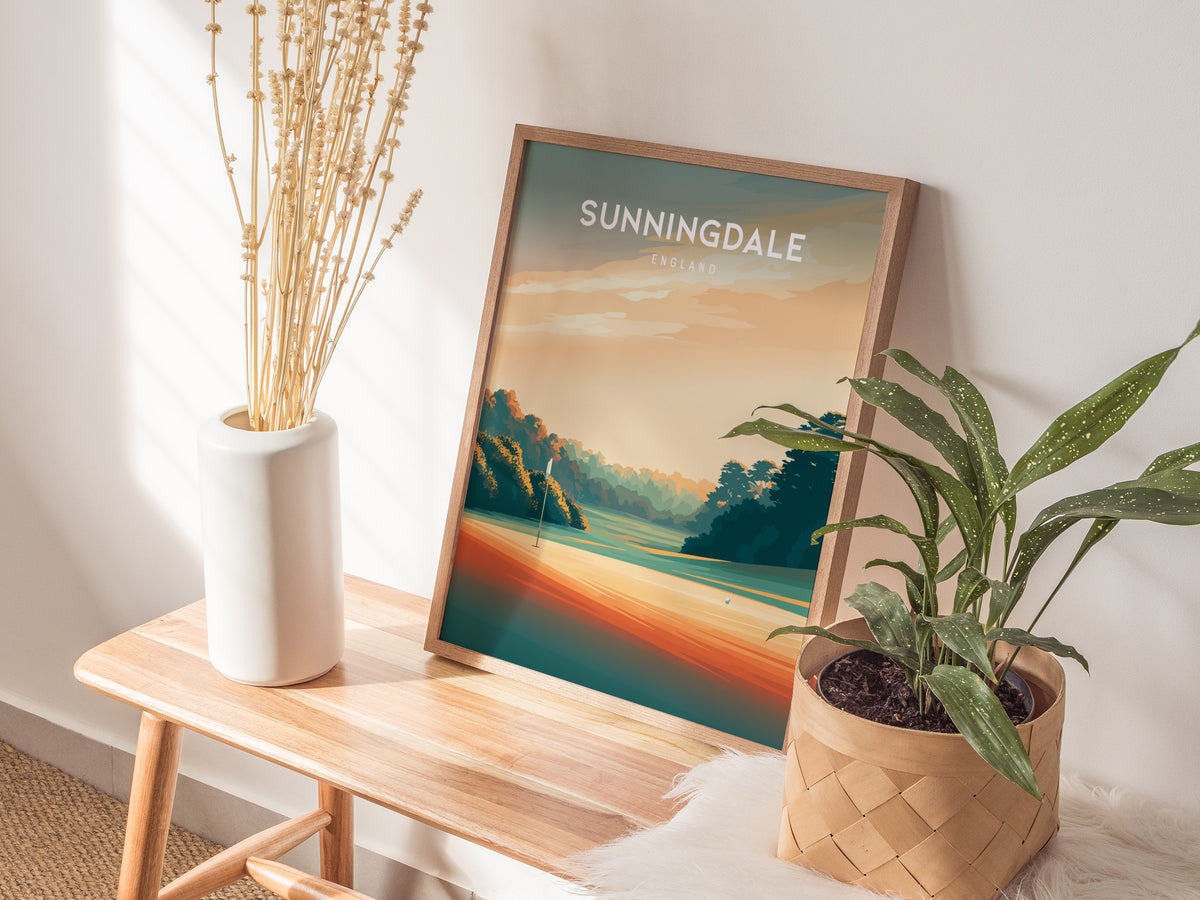 Sunningdale, England Poster | Classic Links Golfer Gift Wall Art — styled in a modern interior