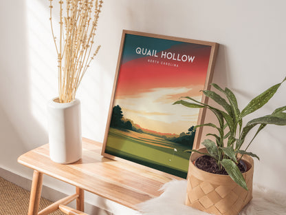 Quail Hollow, North Carolina Poster | Golf Wall Art & Golfer Gift — styled in a modern interior
