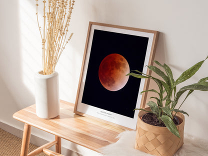 Blood Moon Poster | NASA Total Lunar Eclipse Astronomy Print Wall Art — styled in a modern interior
