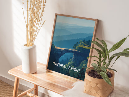 Natural Bridge, Kentucky Poster | Ancient Stone Arch Forest Wall Art — styled in a modern interior