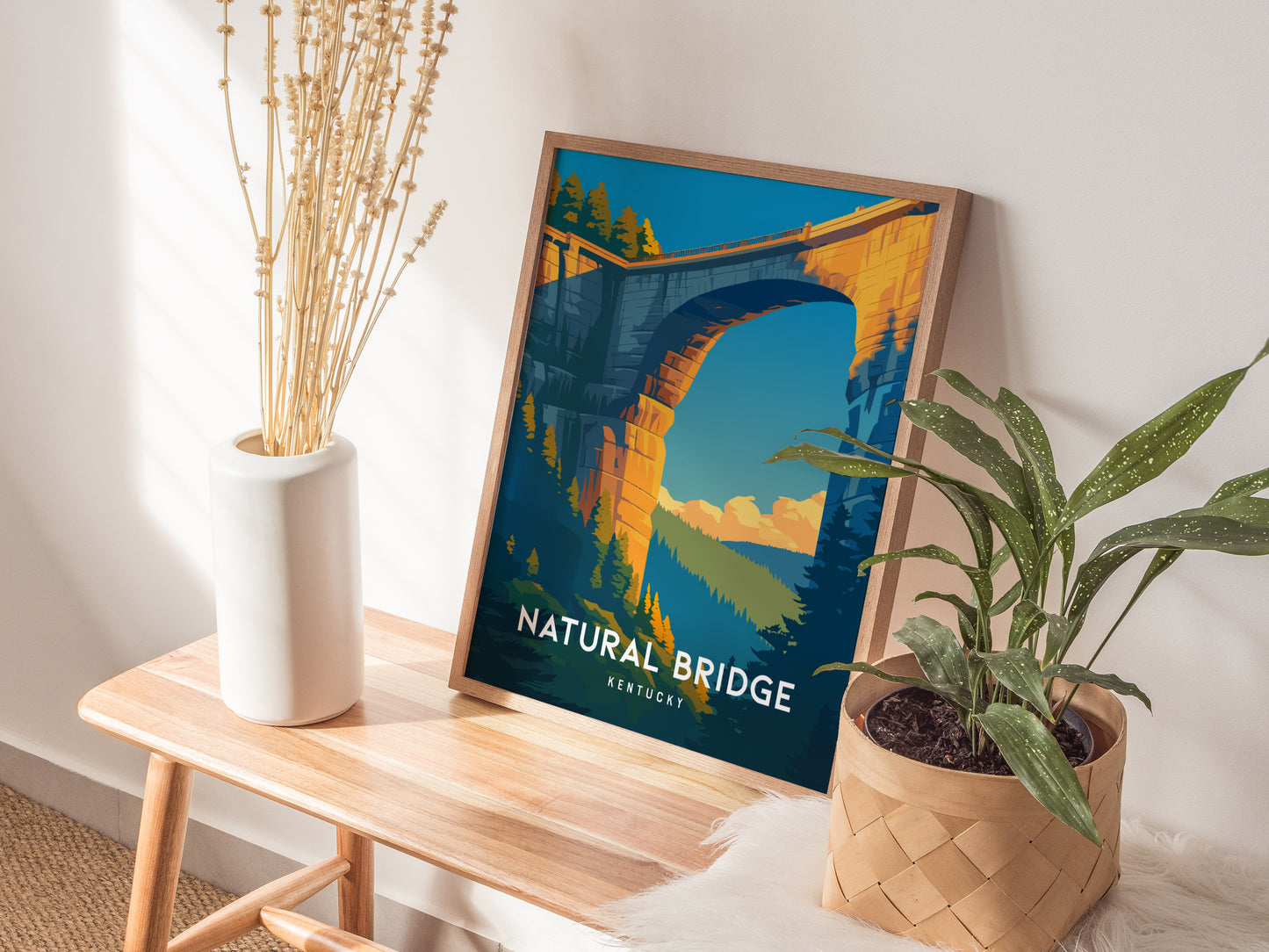 Natural Bridge, Kentucky Poster | Ancient Stone Arch Forest Wall Art — styled in a modern interior