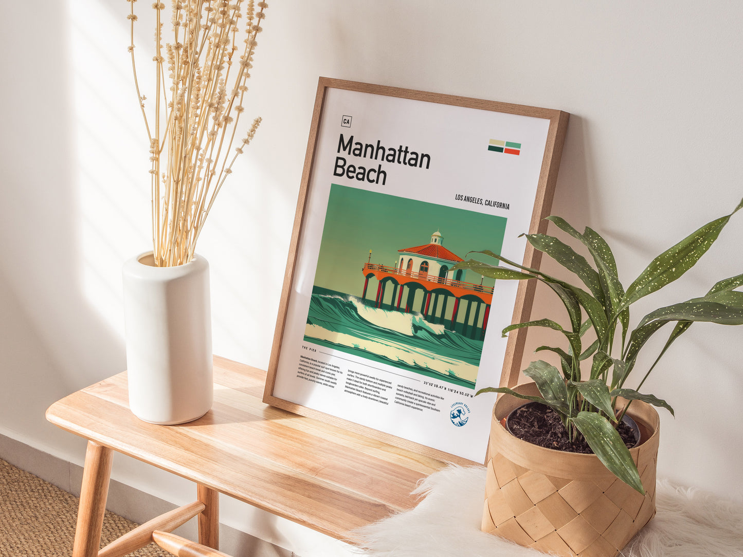 Manhattan Beach Pier Surf Spot Poster | California Surf Wall Art