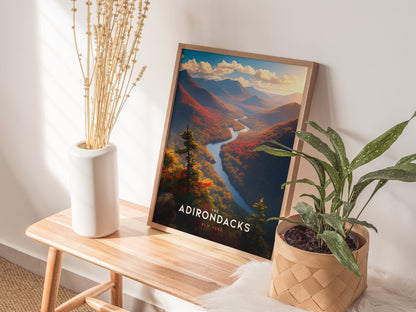 Adirondacks Mountains New York Poster | Scenic NY Nature Wall Art | Framed or Unframed
