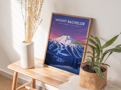 Mount Bachelor Poster | Oregon Cascade Minimalist Wall Art