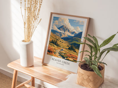 Beaver Creek Matte Border Poster | Colorado Framed or Unframed Travel Wall Art — styled in a modern interior