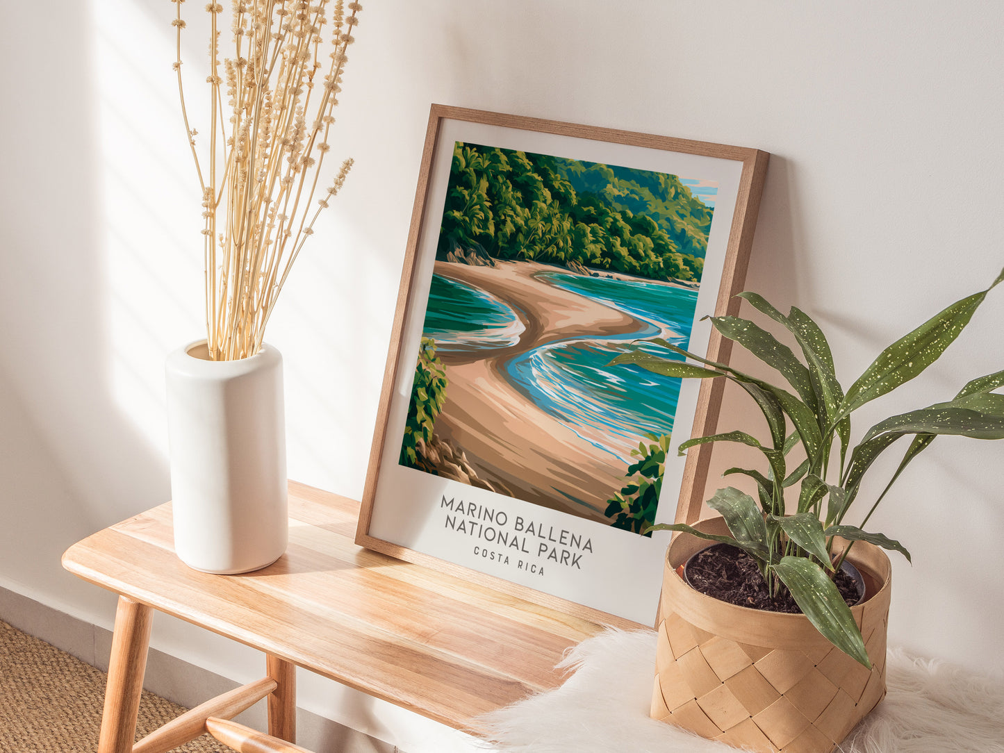Marino Ballena National Park Matte Border Poster | Costa Rica Travel Wall Art — styled in a modern interior