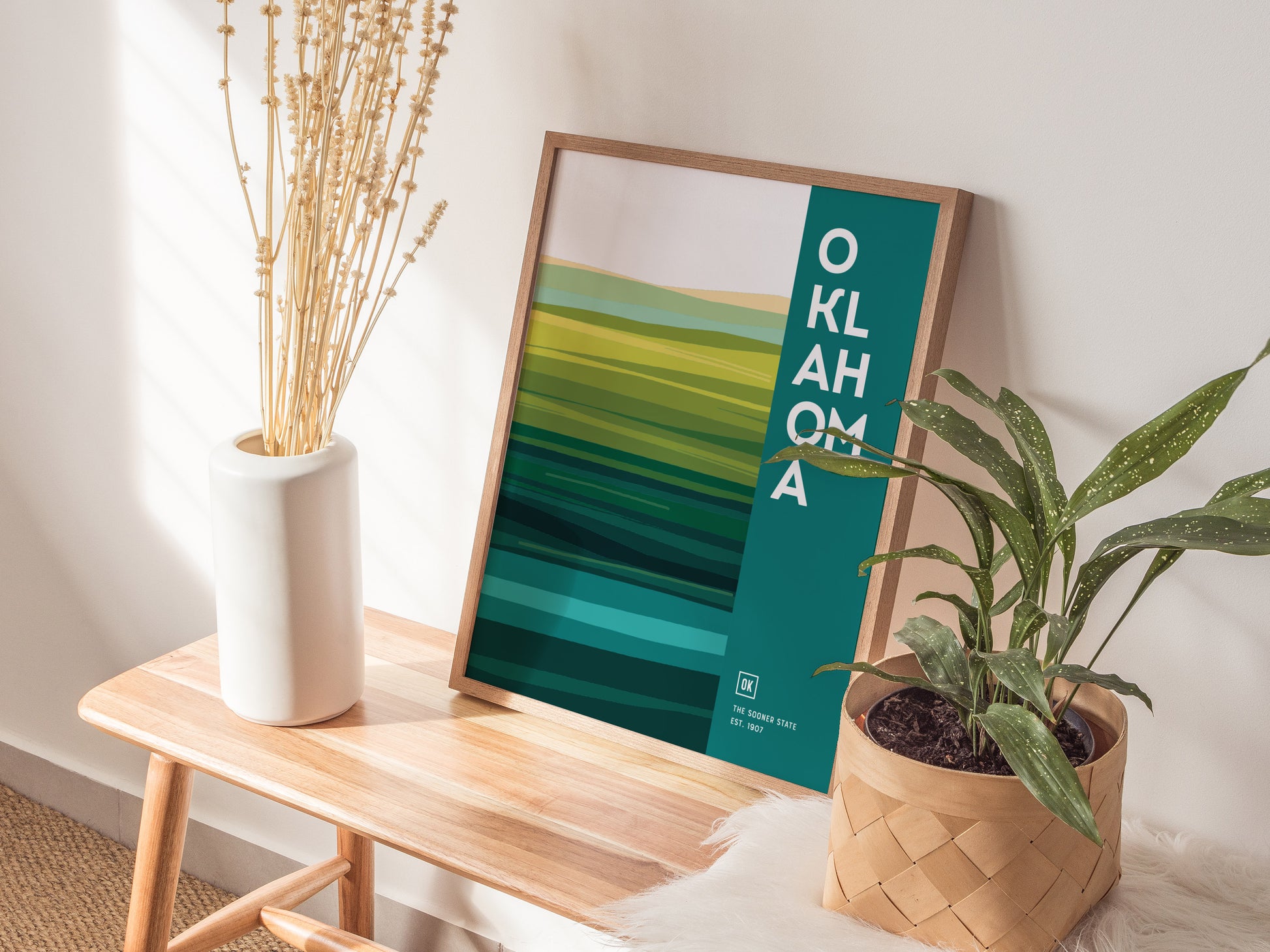 Oklahoma Sooner State Poster | Abstract Tallgrass Prairie Wall Art Print