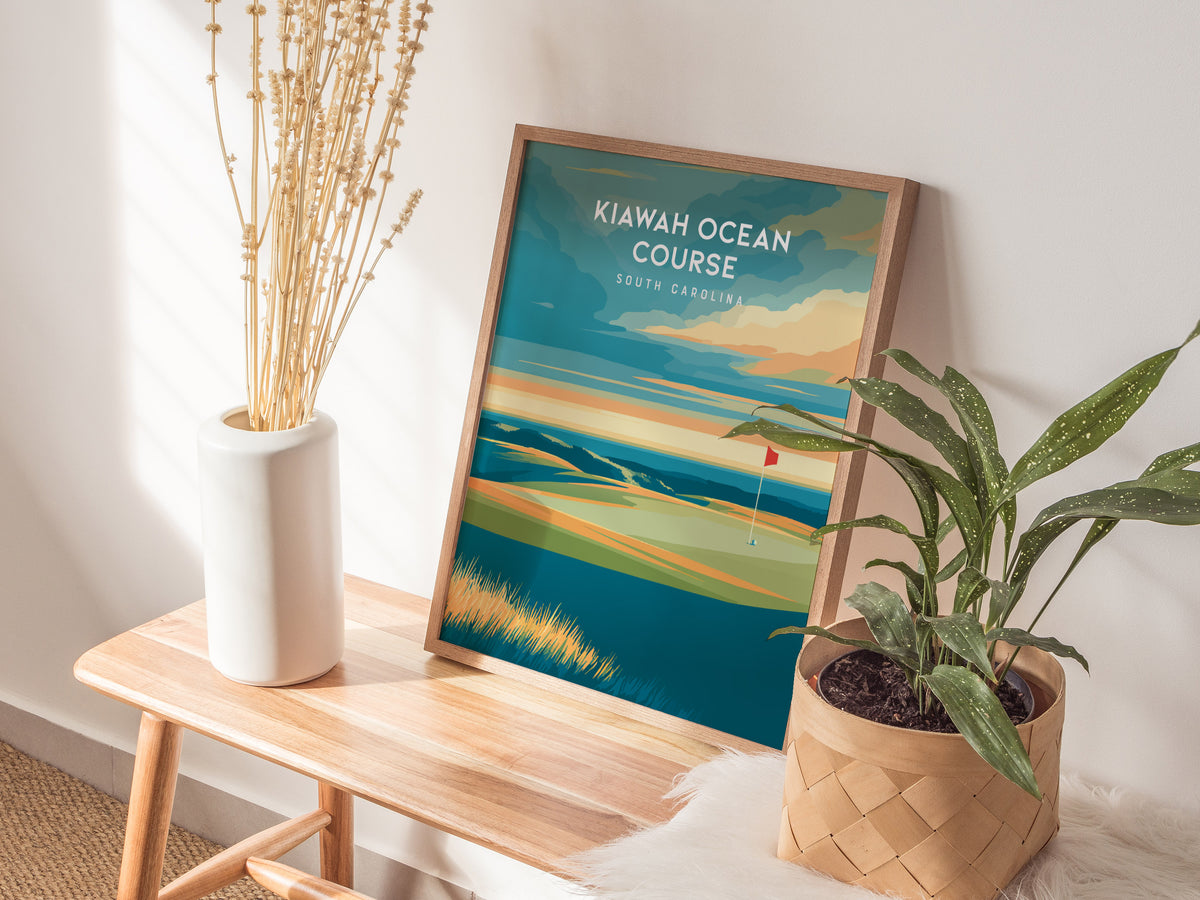 Kiawah Ocean Course, South Carolina Poster | Links Poster & Golfer Gift Wall Art — styled in a modern interior