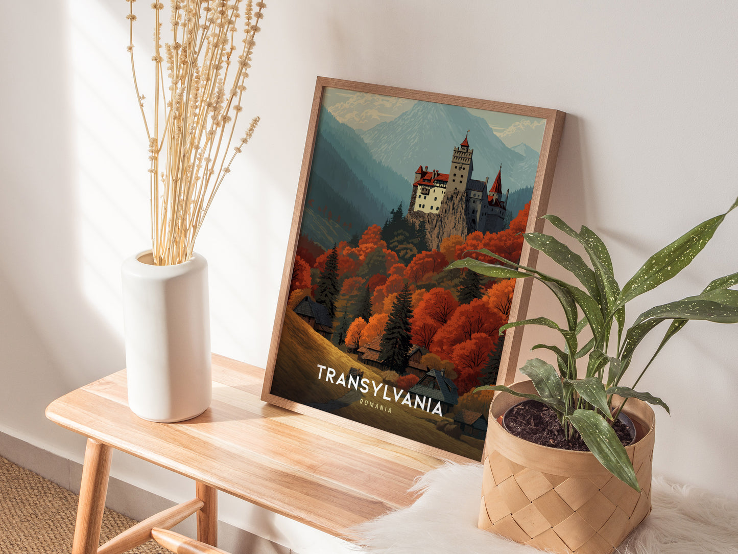 Transylvania Travel Poster | Romania Bran Castle Wall Art