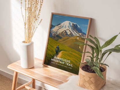Burroughs Mountain Trail Poster | Mount Rainier National Park Wall Art Print | Framed or Unframed