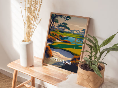 Streamsong, Florida Poster | Links Poster & Golfer Gift Wall Art — styled in a modern interior