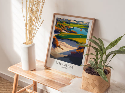 Streamsong Matte Border Poster | Florida Golf Course Print & Country Club Decor — styled in a modern interior