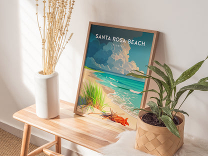 Santa Rosa Beach, Florida Poster | Sugar-White Sands & Dunes Wall Art — styled in a modern interior