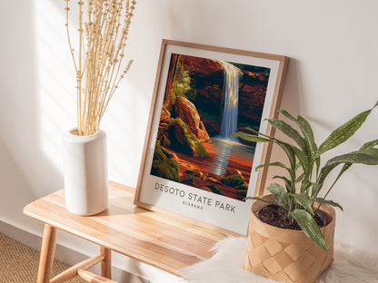 DeSoto State Park Matte Border Poster | Alabama Destination Print Travel Wall Art — styled in a modern interior