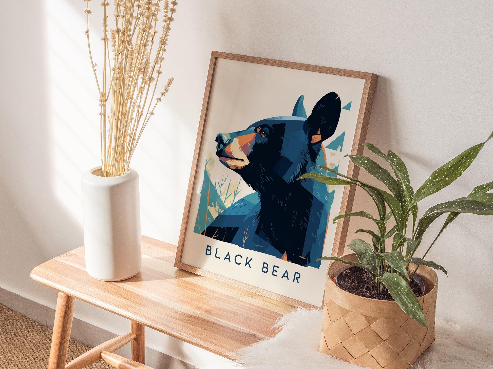 Black Bear Poster | Modern Wildlife Wall Art | Framed or Unframed