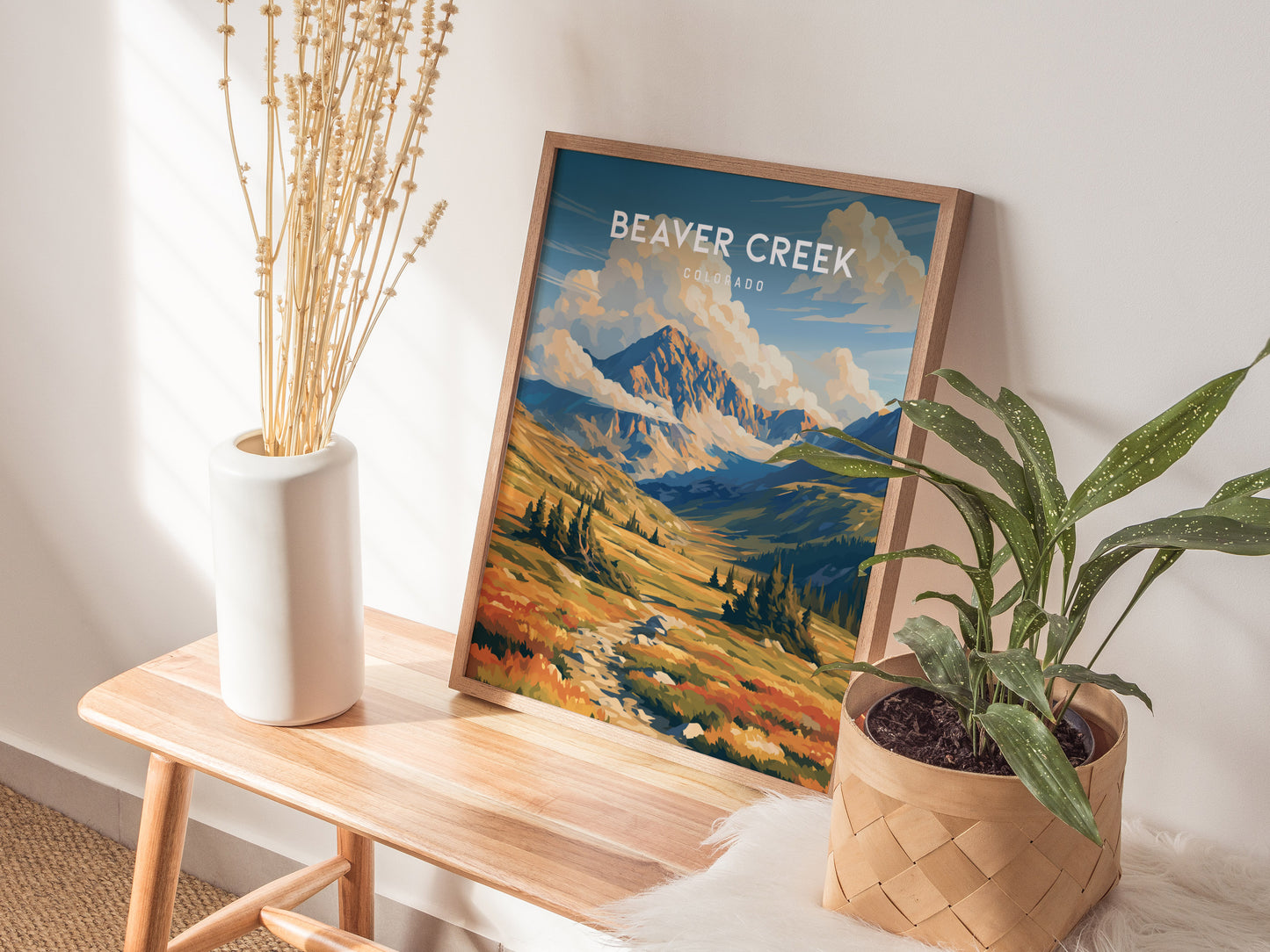 Beaver Creek, Colorado Poster | Alpine Village & Ski Mountain Wall Art — styled in a modern interior