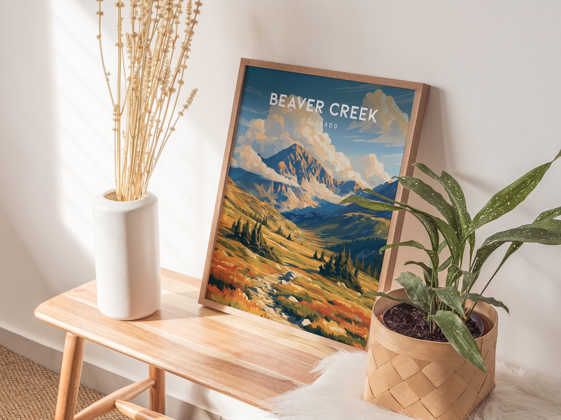 Beaver Creek, Colorado Poster | Alpine Village & Ski Mountain Wall Art — styled in a modern interior