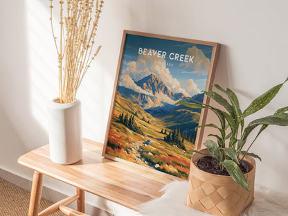 Beaver Creek, Colorado Poster | Alpine Village & Ski Mountain Wall Art — styled in a modern interior