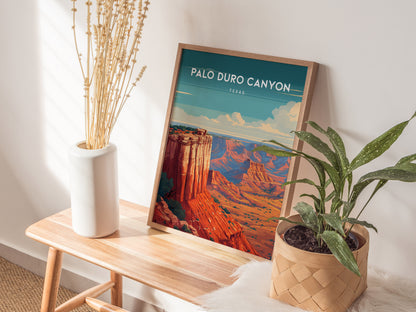 Palo Duro Canyon, Texas Poster | Red Rock Desert Destination Print Wall Art — styled in a modern interior