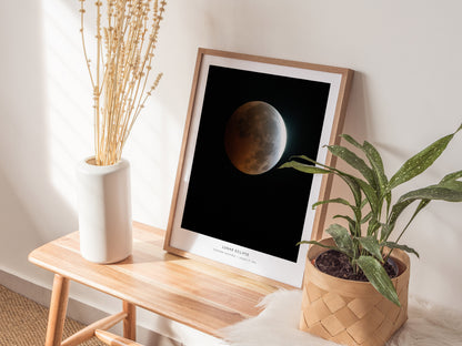 Lunar Eclipse Poster | NASA Southern Louisiana Space Photography Wall Art — styled in a modern interior