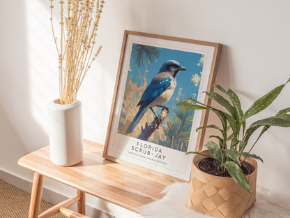 Florida Scrub Jay Poster | Audubon Bird Print Wall Art | Framed or Unframed