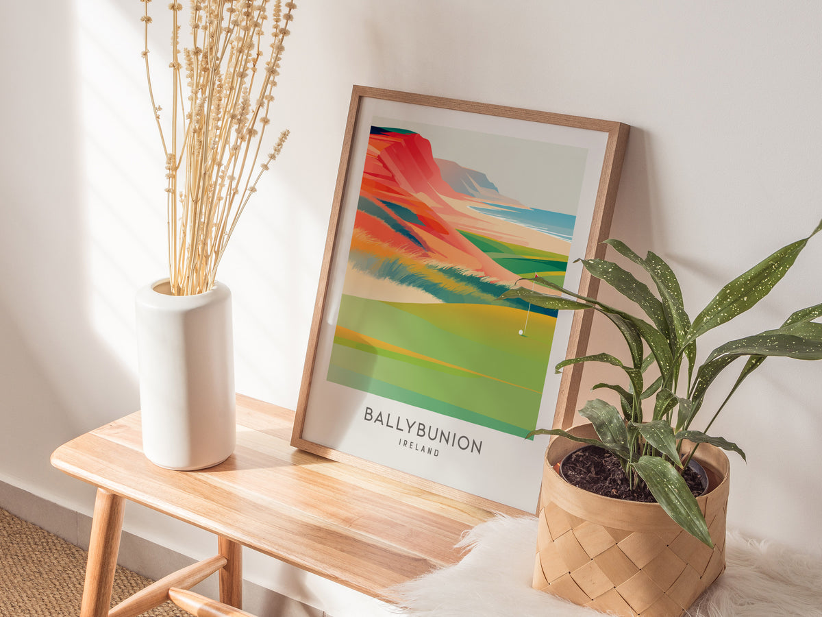 Ballybunion Matte Border Poster | Ireland Golf Course Print & Country Club Decor — styled in a modern interior