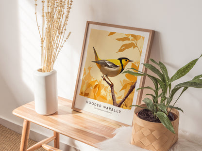 Hooded Warbler Poster | Modern Bird Wall Art Decor