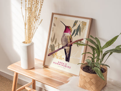 Annas Hummingbird Bird Poster | Vintage Audubon Print Wildlife Wall Art | Framed or Unframed