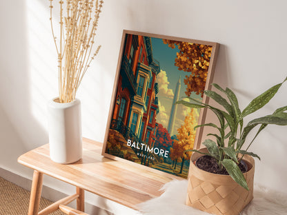 Baltimore, Maryland Poster | Harbor Skyline & Charm City Wall Art — styled in a modern interior