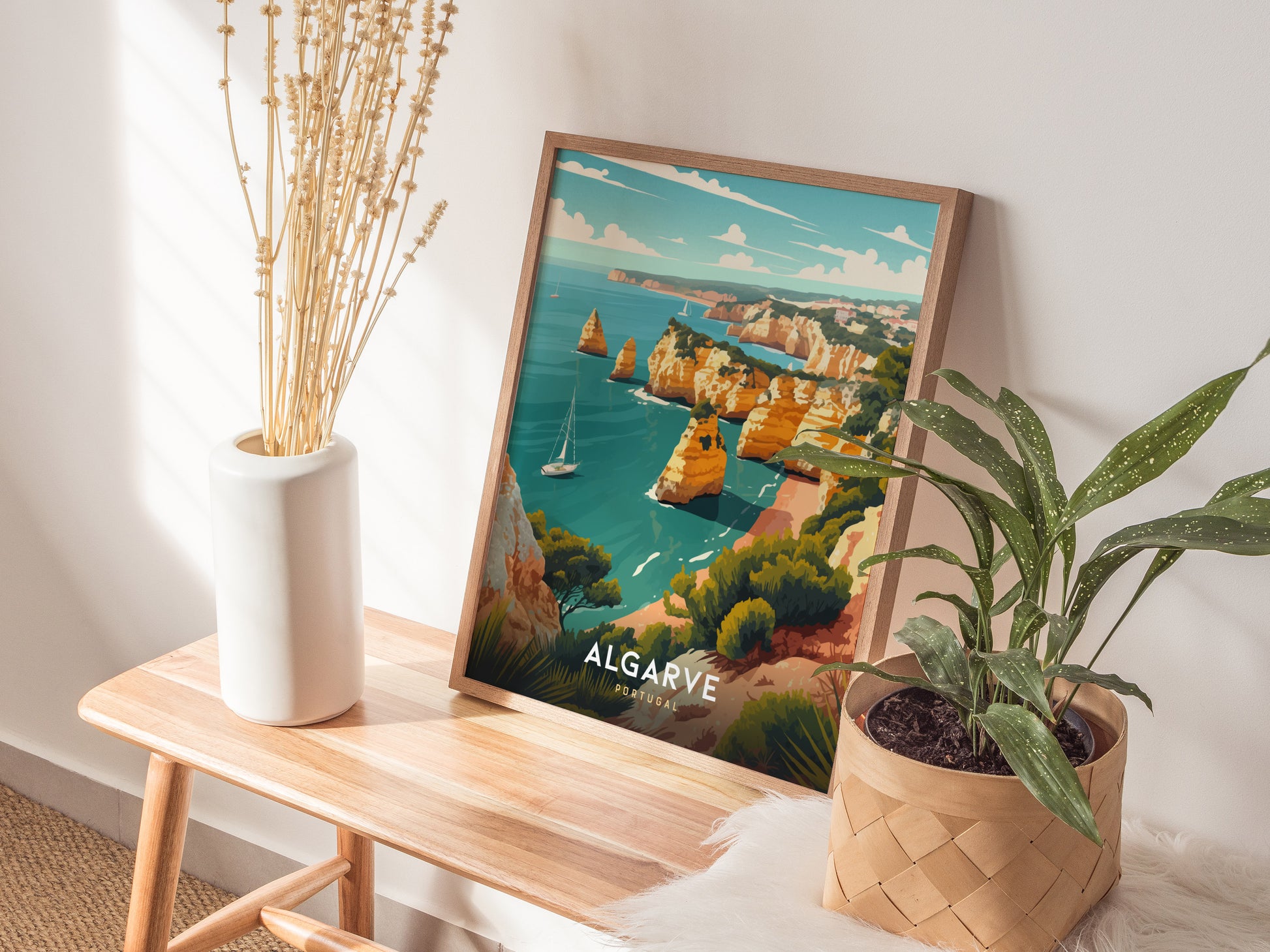 Algarve Travel Poster | Portugal Coastal Wall Art