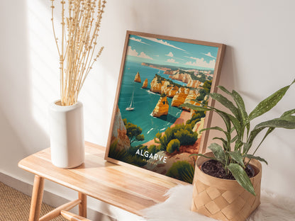 Algarve Travel Poster | Portugal Coastal Wall Art