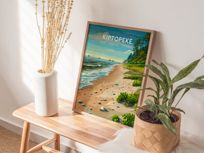 Kiptopeke, Cape Charles, Virginia Poster | Travel Wall Art Destination Print — styled in a modern interior