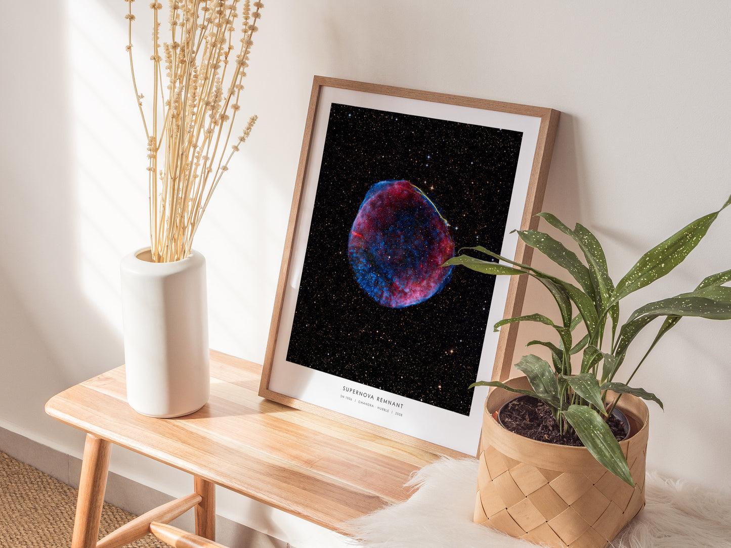Supernova Remnant Poster | NASA SN 1006 Space Photography Wall Art — styled in a modern interior