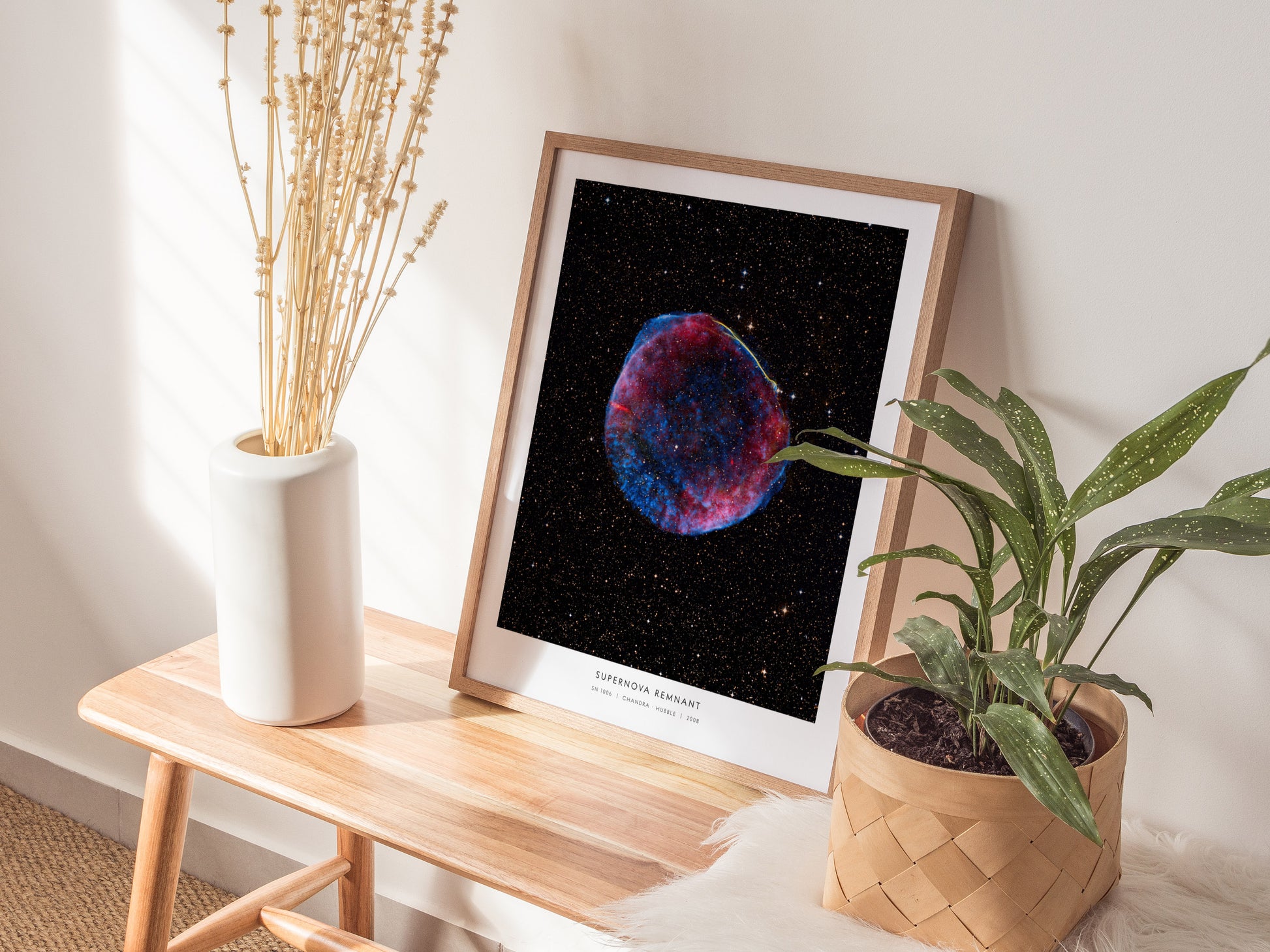 Supernova Remnant Poster | NASA SN 1006 Space Photography Wall Art — styled in a modern interior