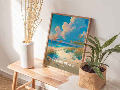 Navarre Beach, Florida Poster | Sugar-White Shores & Emerald Waters Wall Art — styled in a modern interior