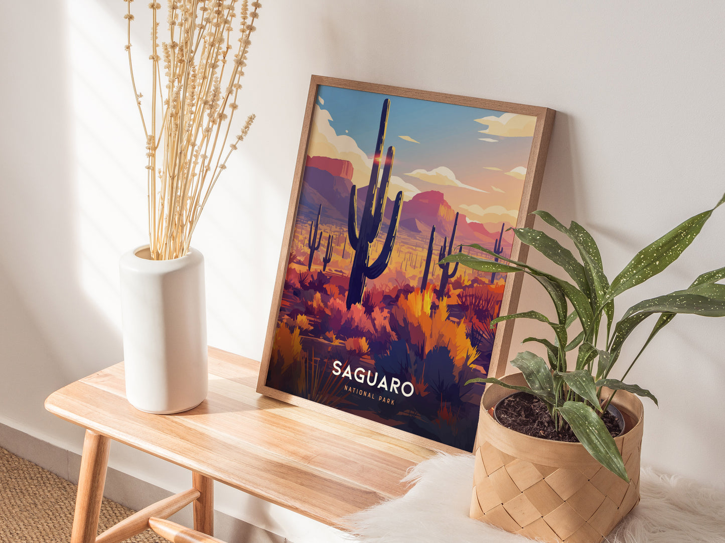 Saguaro National Park Poster | Arizona Desert Art | Sonoran Cacti Landscape